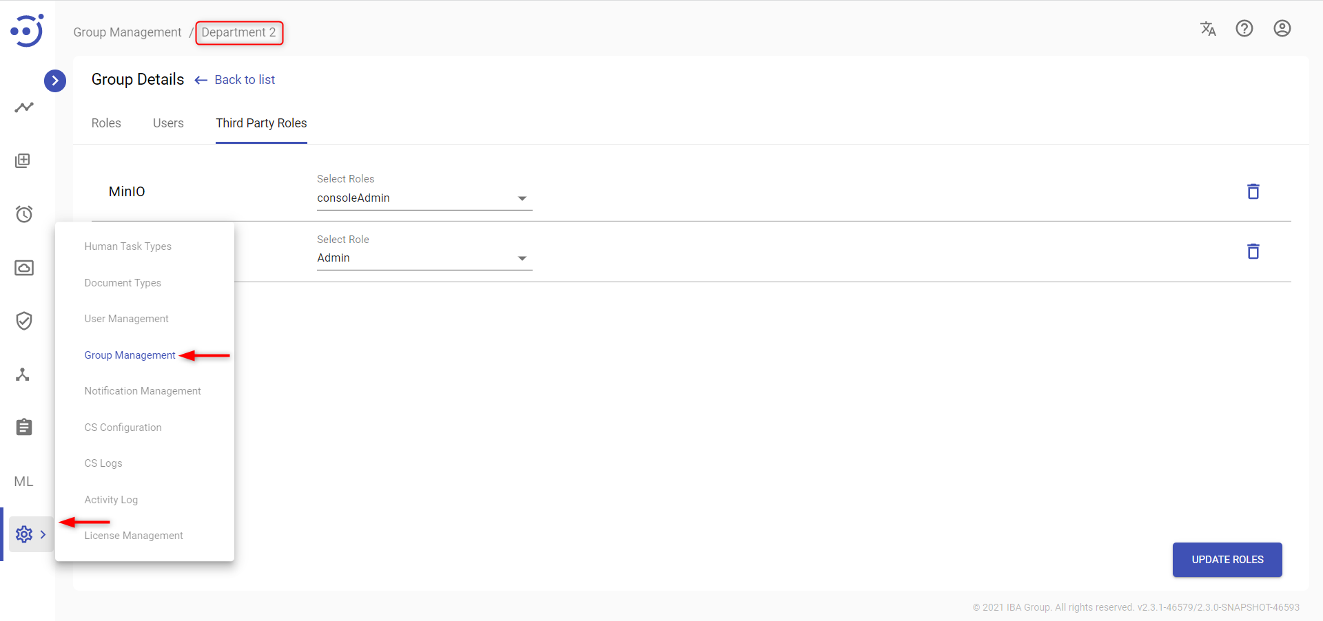 Third Party Roles tab